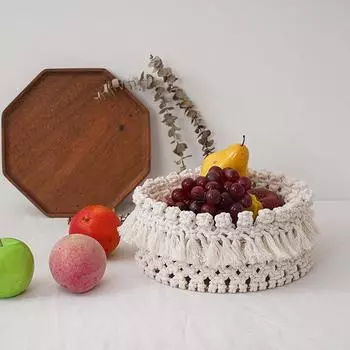 1 шт. хлопковая веревка ручной работы кисточка кухонная плетеная в скандинавском стиле цветы фрукты корзины для хранения домашний декоративный органайзер для всякой всячины L