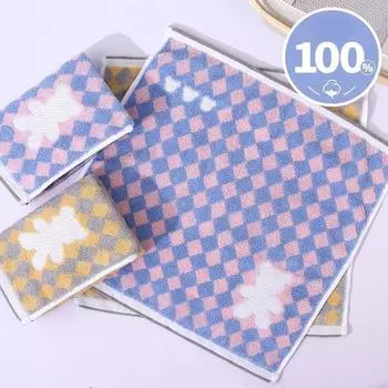 1 шт. Хлопковое квадратное полотенце, детское полотенце, хлопковый носовой платок для детского сада класса А, милое полотенце с изображением медвежонка из мультфильма, многоцелевые полотенца для домашнего хозяйства 25*25cm