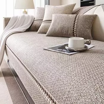 1 шт. хлопковый льняной чехол для дивана на все сезоны универсальный коврик для дивана для детей и домашних животных полотенце противоскользящая подушка для дивана в форме буквы L для гостиной 3.0 70x70