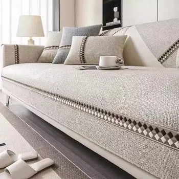 1 шт. хлопковый льняной чехол для дивана на все сезоны универсальный коврик для дивана для детей и домашних животных полотенце противоскользящая подушка для дивана в форме буквы L для гостиной 3.0 70x70