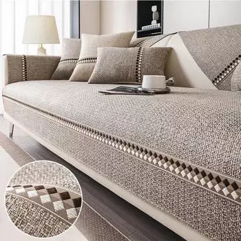 1 шт. хлопковый льняной чехол для дивана на все сезоны универсальный коврик для дивана для детей и домашних животных полотенце противоскользящая подушка для дивана в форме буквы L для гостиной A 70x70