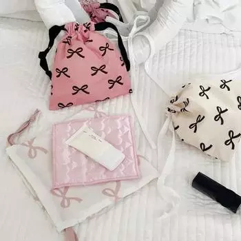1 шт. хлопковый мини-мешок для хранения Kawaii Bow Knot Ins Style Drawstring Bag Wallet Cosmetic 15x15CM 15x15cm