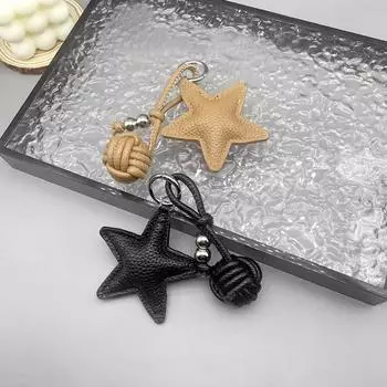 1 шт. хлопковый наполнитель практичный брелок для ключей с подвеской в виде пятиконечной звезды из искусственной кожи с украшением из кожи