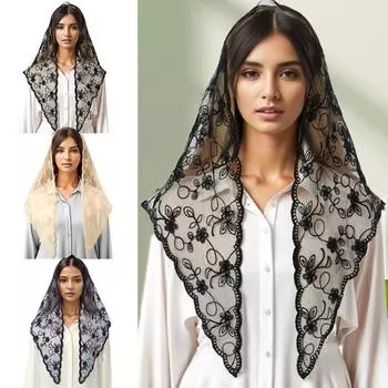 1 шт. хлопковый универсальный кружевной шарф для фотосъемки, модный узорчатый платок для свадьбы темно-синий