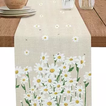 1 шт. хлопок лен свадебная вечеринка красочный свежий стиль ромашка столовый флаг украшение дома обеденный стол дорожка 33*183