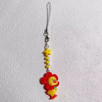 1 шт. хмурое выражение желтая утка мобильный телефон цепочка смоляной брелок кулон универсальные аксессуары милый телефон подвесная веревка