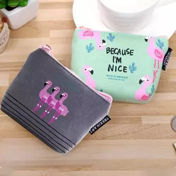 1 шт., холст, кошелек для монет с фламинго, держатель для карт, клатч, женская сумочка, детский кошелек, ювелирные изделия, сумка для хранения конфет, пакет для ключей