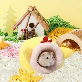 1 шт. Хомяк Хлопковое Гнездо Серая Крыса Розовый Кролик Цыпленок Золотой Медвежонок Зимний Теплый Спальный Мешок жёлтый