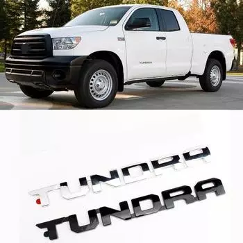 1 шт., хромированная, серебристая, черная наклейка на боковую дверь автомобиля, эмблема, значок, наклейка, подходит для Tundra, логотип, наклейка из АБС-пластика, автоаксессуары серебряный