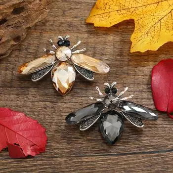 1 шт. хрустальная брошь пчела милая большая брошь пчела цвета шампанского нежная брошь насекомое для женщин и мужчин, булавки, украшения для вечеринок, подарки шампанского