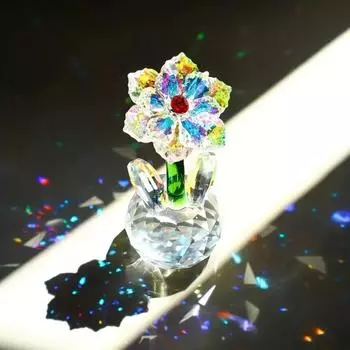 1 шт. хрустальная статуэтка Подсолнуха, стеклянное цветочное украшение, романтический подарок на свадьбу ко Дню святого Валентина, декоративная коллекция Suncatcher