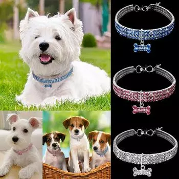 1 шт., хрустальные ошейники для домашних животных со стразами и блестками для щенков, роскошный ошейник для собак, популярная высококачественная ручная работа S белый