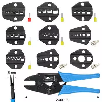 1 шт. HS обжимные клещи, плоскогубцы, штампы, вилка, изоляция трубки, неизолированный флаг, клеммы для коаксиального кабеля, сменные обжимные YEFYM