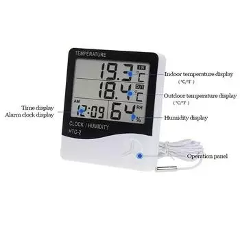 1 шт. HTC-1 HTC-2 Умный электрический цифровой гигрометр термометр - Метеостанция Часы на открытом воздухе - ЖК-электронный измеритель влажности белый