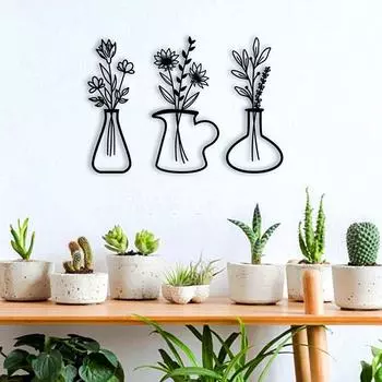 1 шт., художественные настенные черные вырезанные знаки, металлическая ваза, силуэт, украшение для дома, детской комнаты, школы 30*10.5