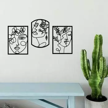 1 шт. Художественный портрет, металлический настенный декор – современный декор для Хэллоуина и интерьера, стильный домашний декор, элегантное современное искусство для любого пространства светло-серый