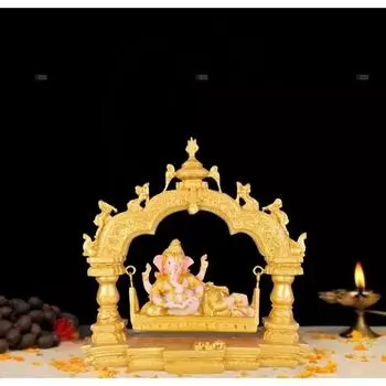 1 шт. Идол Шри Ганеши, сидящего на качелях - Декоративная статуэтка и идолы Господа Ганеши для домашнего декора, офиса и пуджи,