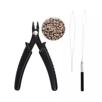 1 шт. игла + 1 шт. плоскогубцы с 2 отверстиями + 500 шт. 3,0 мм силиконовые нано-кольца набор инструментов для наращивания волос