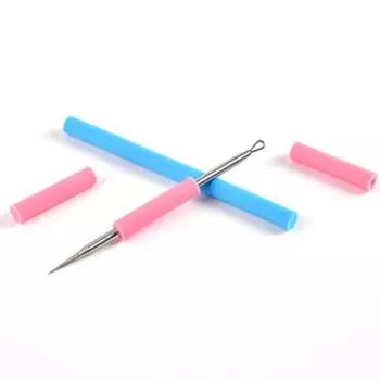 1 шт., игла для удаления прыщей с двойной головкой, игла для удаления прыщей на лице, очиститель пор синий