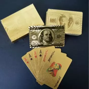 1 шт. Игральные карты Доллар, Игральные карты из золотой фольги, Игральные карты из серебряной фольги, Золотой покер местного тирана