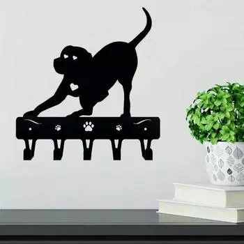 1 шт. Игривый щенок, железные поделки, настенный крючок, вешалка для ключей, поводок для собак, металлический настенный держатель для ключей чёрный