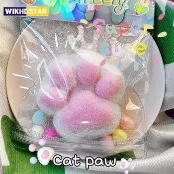 1 шт. игрушка-фиджет, мини-мягкие игрушки, кавайные плюшевые мягкие кошачьи лапки, прозрачный силиконовый кубик, игрушка для снятия стресса белый