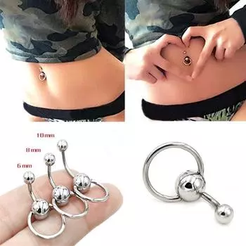 1 шт. или 3 шт./компл., 14 г, хирургические кольца из нержавеющей стали для пупка, серебряный шар, сексуальное кольцо для пупка, ювелирные изделия для пирсинга 6 mm