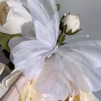 1 шт. Имитация 3D марлевого цветка-бабочки, декоративный фоновый реквизит для свадеб, дней рождения и других вечеринок белый