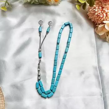 1 шт. имитация бирюзы мусульманские не позолоченные прямоугольные каменные молитвенные четки праздничные случаи 33 бусины синий