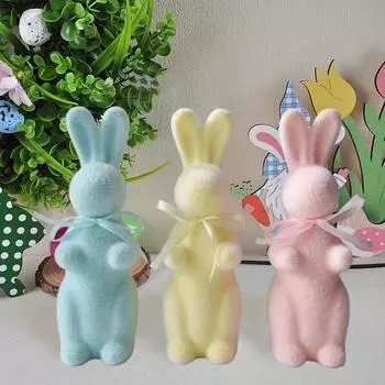 1 шт., имитация кролика, украшение, симпатичные фигурки пасхального кролика для внутреннего использования, мох, кролик, украшение для сада, животное 10x7x7 см розовый