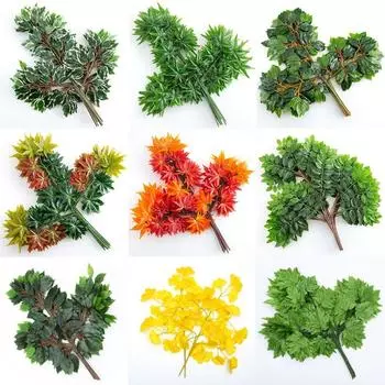 1 шт. Имитация листьев баньяна, искусственные листья, шелковые ветки, шелковые цветочные листья, ветки гинкго билоба, свадебный рождественский декор
