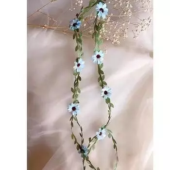 1 шт. Имитация лозы Аксессуары для волос Венок Маленькая ромашка Головной убор Повязка на голову Свадебный Венок из цветов для девочки-пажа Мори Лоза Лента Плетеная повязка для волос синий