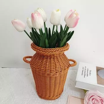 1 шт., имитация настольного украшения, садовые принадлежности, ваза из ротанга, корзина для цветов, кашпо 14cm*14cm*23cm