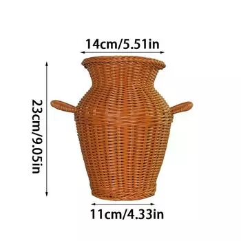1 шт., имитация настольного украшения, садовые принадлежности, ваза из ротанга, корзина для цветов, кашпо 14cm*14cm*23cm