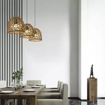 1 шт. Имитация плетения лозы, художественный абажур, винтажный пластиковый абажур из ротанга, пасторальный подвесной светильник, украшение для дома жёлтый