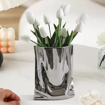 1 шт имитация поддельной вазы вход гостиная украшения креативное посеребрение изделия ручной работы керамический телевизор винный холодильник украшения