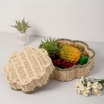 1 шт. Имитация виноградных фруктов, вместительная бытовая корзина для хранения овощей, плетеный поднос для закусок, бумажная веревка