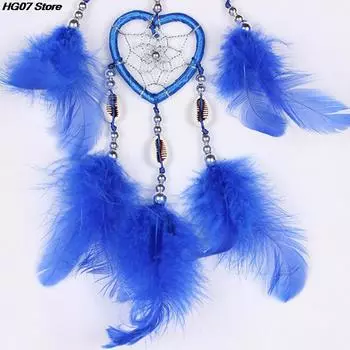 1 шт. индийский ловец снов с любовью в виде колокольчиков из перьев, украшение для дома, настенное украшение, ручная работа, подвесной подарок 7 см