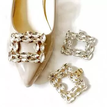 1 шт., инкрустированная бриллиантами заколка для обуви, женская обувь на высоком каблуке, пряжка для обуви, цветок, свадебная обувь, зажим для ювелирных изделий, декор золотой