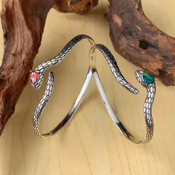 1 шт. инкрустированные цирконием ретро браслеты в виде животных змей для женщин пары новые модные простые ювелирные изделия подарок вечеринка аксессуары 6cm серебряный