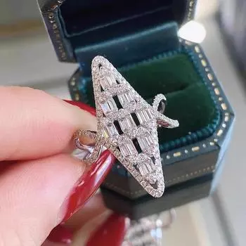 1 шт. инкрустированные цирконием великолепные кольца для женщин пары годовщина свадьба вечеринка ювелирные изделия подарок аксессуары преувеличение 17mm серебряный