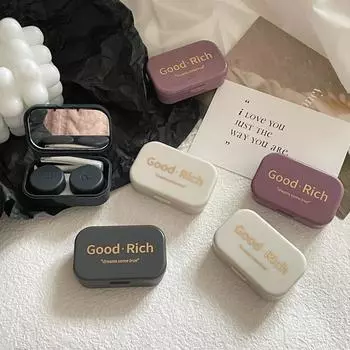 1 шт. Ins Letter Print Футляр для контактных линз Коробка-компаньон для контактных линз Beauty Eye Box Портативная коробка для контактных линз с зеркалом и пинцетом