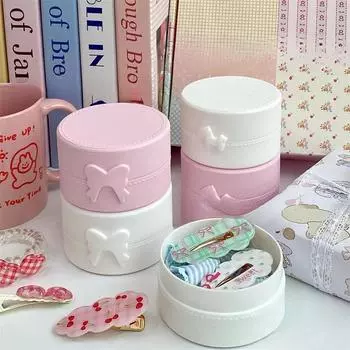 1 шт. INS милый круглый ящик для хранения макаронных бантов Kawaii для девочек, ювелирные изделия, заколки для волос, пылезащитный ящик для путешествий, портативный небольшой органайзер для мелочей