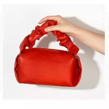 1 шт. Ins плиссированная косметичка большой вместимости портативная красная сумка для хранения свадебных сувениров из искусственной кожи водонепроницаемая косметичка 20*10*10cm красный