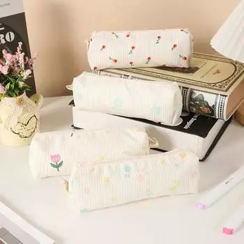 1 шт. Ins Simplicity пенал для детей шикарный милый ромашковый тюльпан цветочный пенал портативный вельветовый мешок для хранения канцелярских принадлежностей