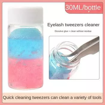 1 шт. Инструмент для чистки пинцетов для наращивания ресниц с жидким средством для удаления и губчатым шариком для чистки инструментов для наращивания ресниц