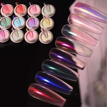 1 шт. Инструмент для ногтей Ice Transparent Nude Color Powder Aurora Powder Net Red Manicure Magic Color Mirror Flour Powder