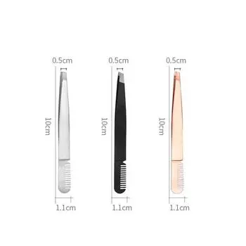 1 шт., инструмент для зажима бровей, пинцет, съемник для бороды, наклонная головка из нержавеющей стали 10cm*1.1cm*1.1cm чёрный