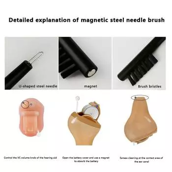 1 шт. Инструменты для чистки слуховых аппаратов Щетка для чистки слуховых аппаратов Чистящая проволока для очистки отверстий с магнитом 5 типов щеток для чистки as the picture