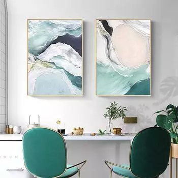 1 шт., интерьерные картины, постер, офисный домашний декор, холст, картина, украшение для спальни, стены в скандинавском стиле, зеленое море, гостиная, без рамки 21*30cm No Frame